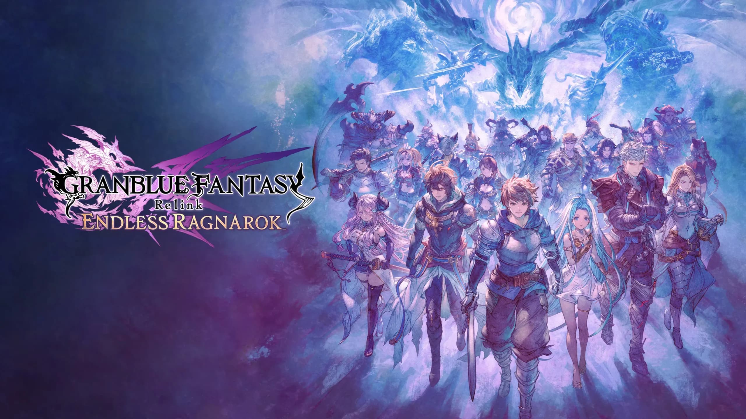 Personagens de Granblue Fantasy: Relink em combate contra um chefe na expansão Endless Ragnarok